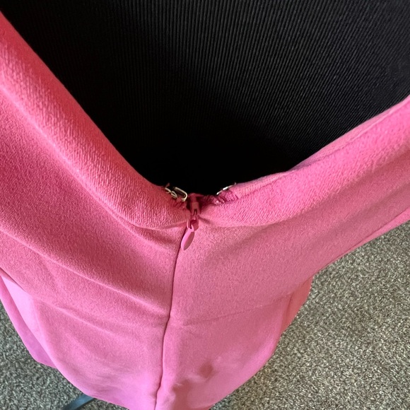 NWOT BCBGeneration Fit & Flare Tie Shoulder Mini Dress Flounce Hem VNeck Pink 12 - Picture 5 of 12